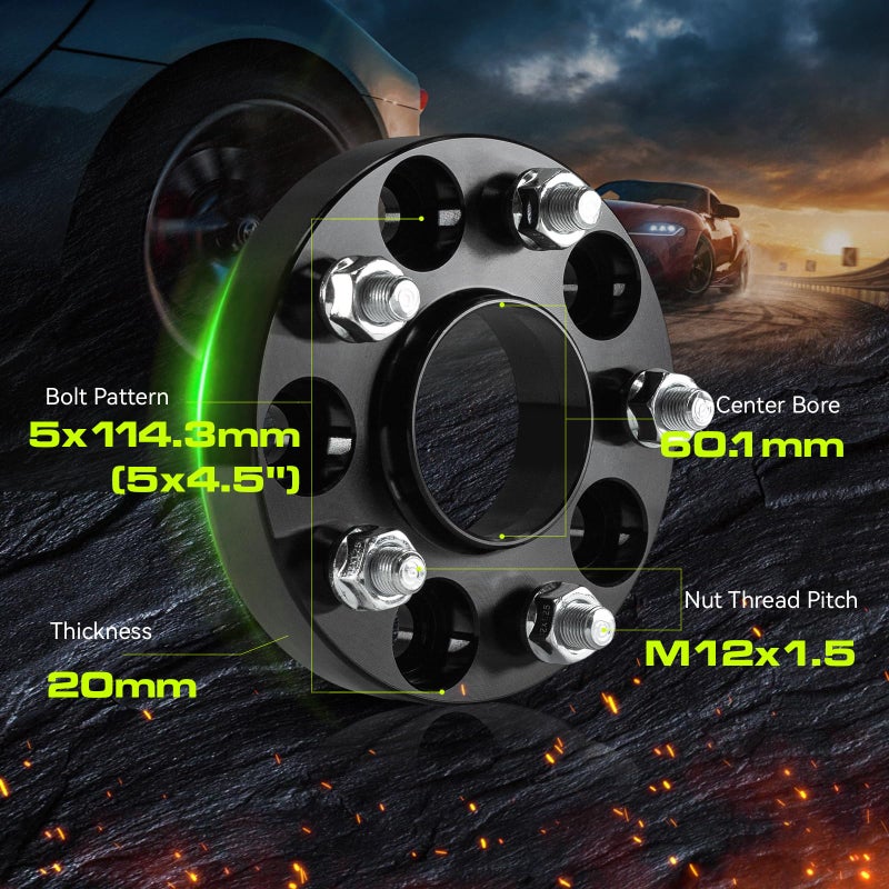 Customadeonly 20mm Hubcentric Wheel Spacers 5x114.3 Compatible for Lexus ES300 350, GS300 350 430,IS250 300 350,LS400 430 460,RC300 350, Camry Highlander Tacoma, tC xB (4pcs 60.1mm M12x1.5) - Image 4